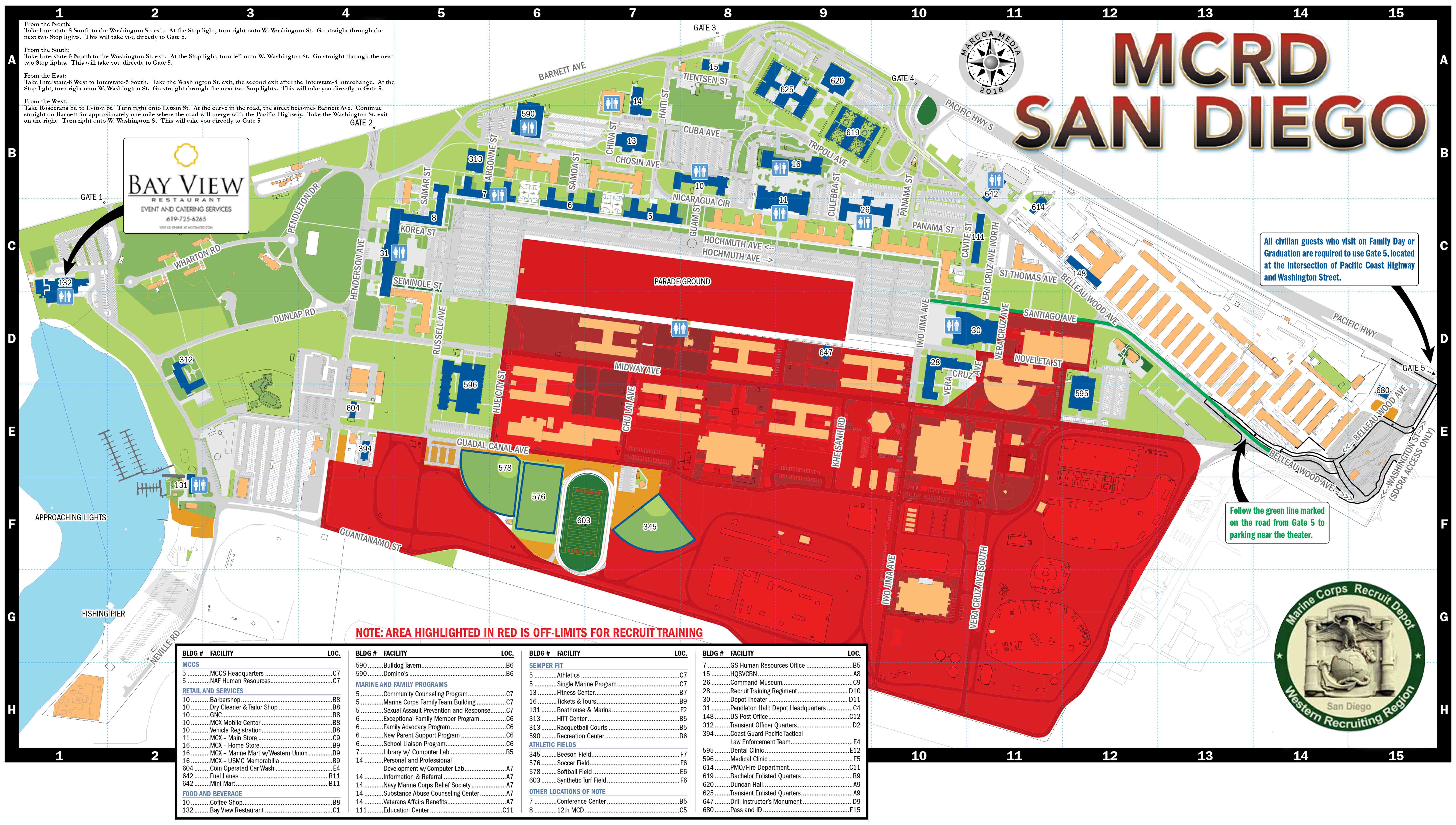 mcrd san diego map Marine Corps Recruit Depot San Diego About Maps Directions mcrd san diego map